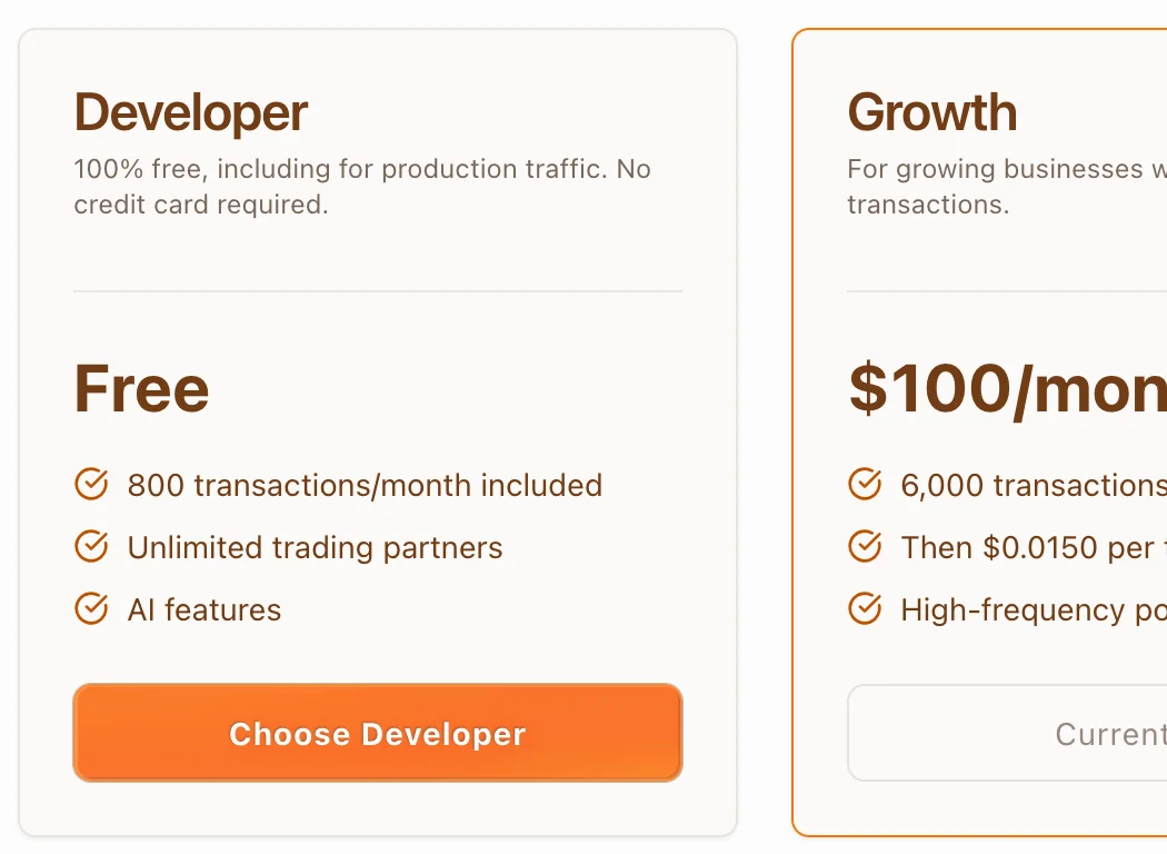 The free Developer plan, including production traffic